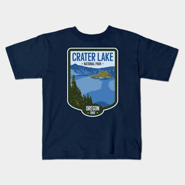 Crater Lake National Park Kids T-Shirt by deadright